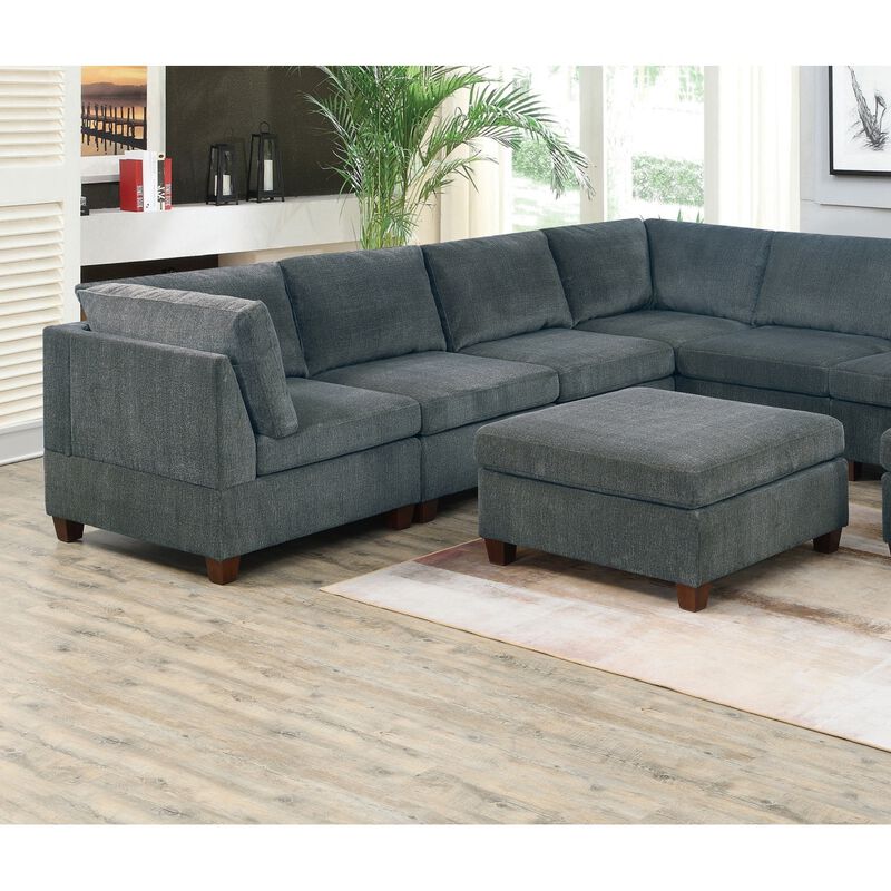 1 Piece Ottoman Only Grey Chenille Fabric Cocktail Ottoman Cushion Seat Living Room Furniture