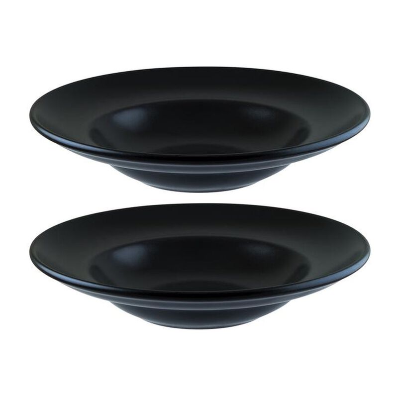 Notte dia.10.75" h:2.25" 16 oz. Round Black Porcelain Bowl (Set of 2)