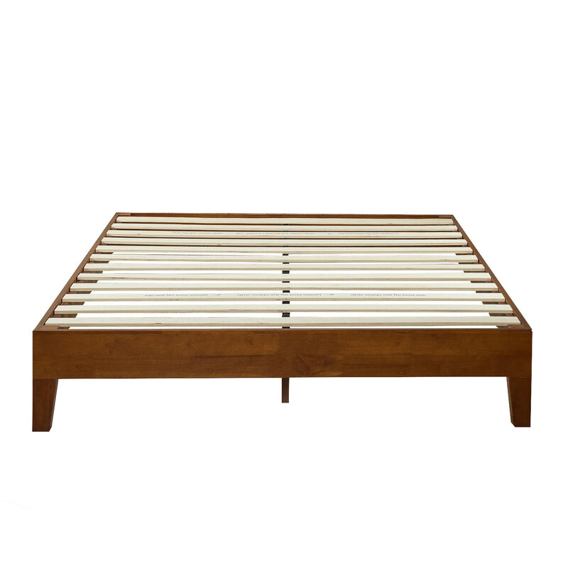 Hivvago King size Modern Low Profile Solid Wood Platform Bed Frame in Cherry Finish