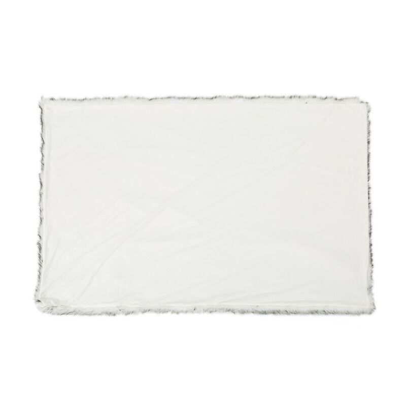 Throw Blanket, 50 x 60 Soft Faux Fur Design, Heather Gray Finish - Benzara