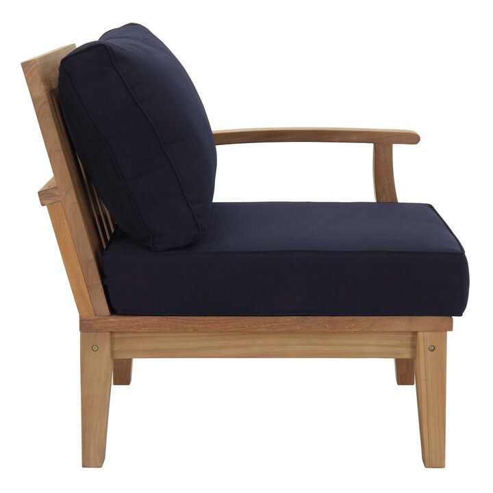 Modway - Marina Outdoor Patio Teak Right-Facing Sofa Natural Navy