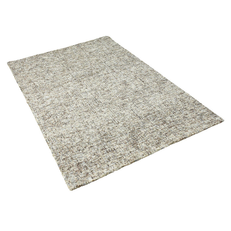 RUGSOTIC CARPETS HAND TUFTED WOOL ECO-FRIENDLY AREA RUGS  - 8'x10', Rectangle Shape, Dark Brown & Beige, Solid Plain Design, High Pile Handmade Area Rugs for Living Room, Bed Room (KWC111)