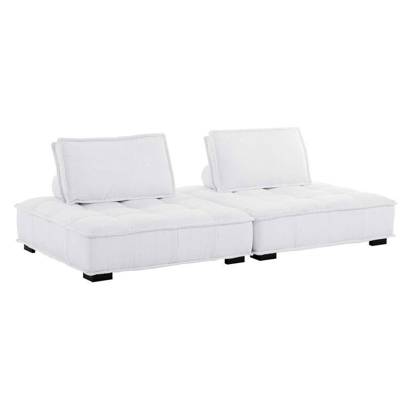 Saunter Tufted Fabric 2-Piece Loveseat White