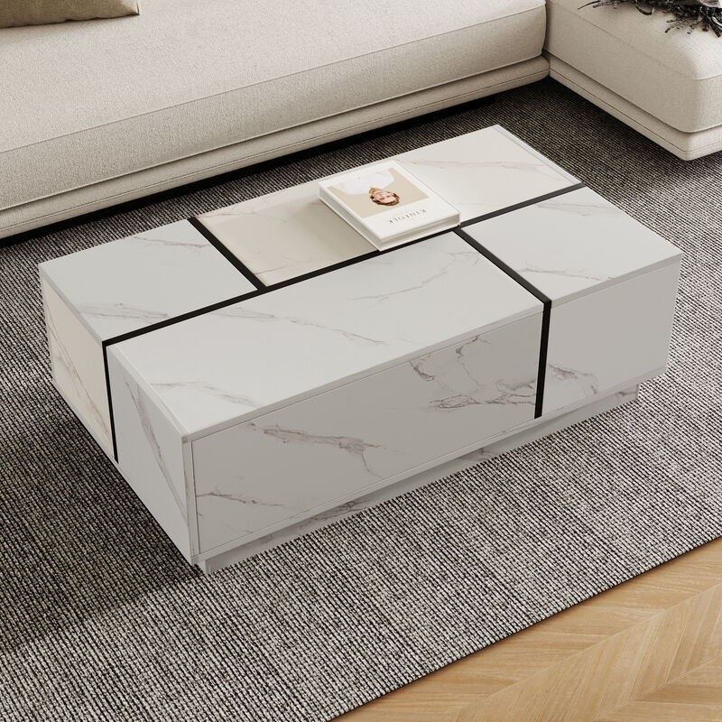 Merax Rectangular Sliding Top Coffee Table with 2 Drawers