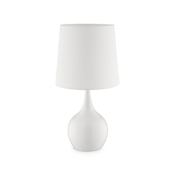 Pot Bellied Shape Metal Table Lamp with 3 Way Switch, White-Benzara