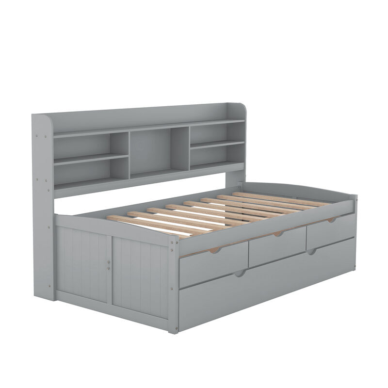 Merax Wooden Captain Daybed Bed with Bookshelves