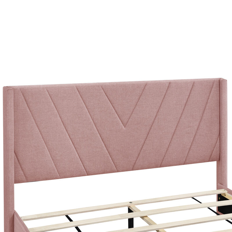Streamdale Upholstered Storage Platform Bed with Drawers (Pink)