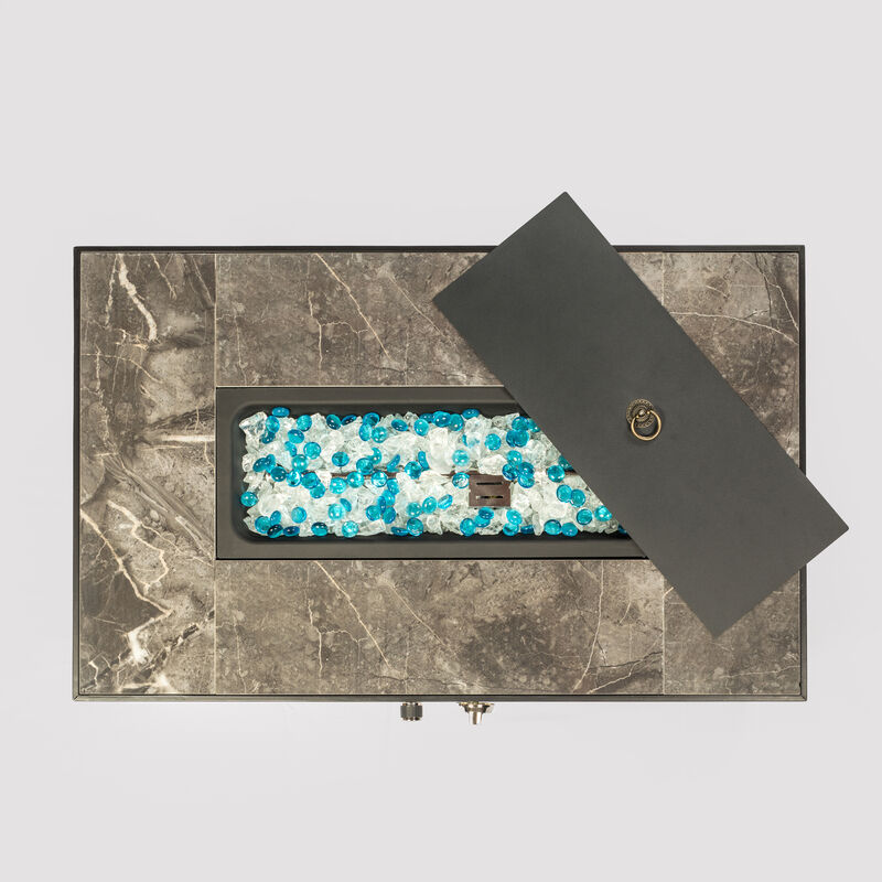 Streamdale Outdoor Rectangle Fire Pit Table With Propane Tank Cover