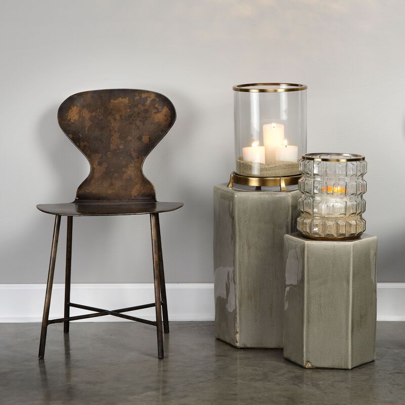 Porto Ceramic Indoor/Outdoor Side Table-Large, Gray
