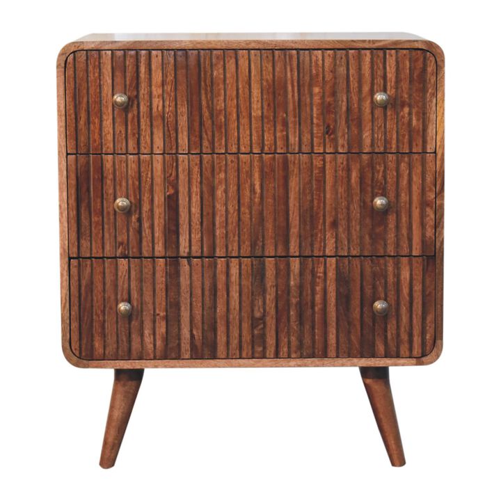 Artisan Furniture Solid Wood Honey Caramel T-bar Ridged Chest