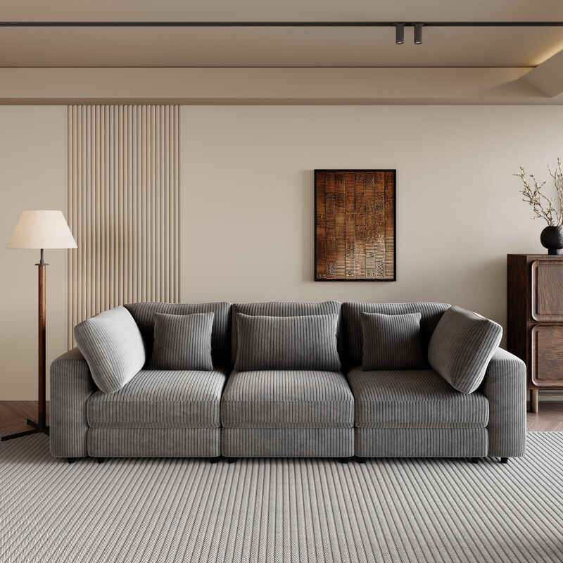 Merax Modern 3 Seater Sofa with 5 Pillows