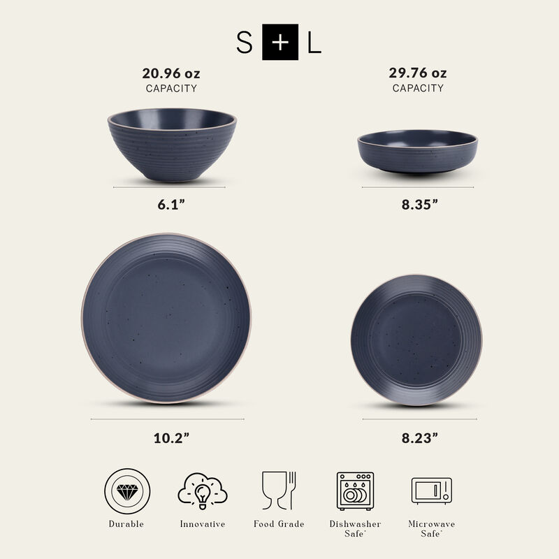 Stone Lain Lauren Stoneware 16 Piece Dinnerware Set