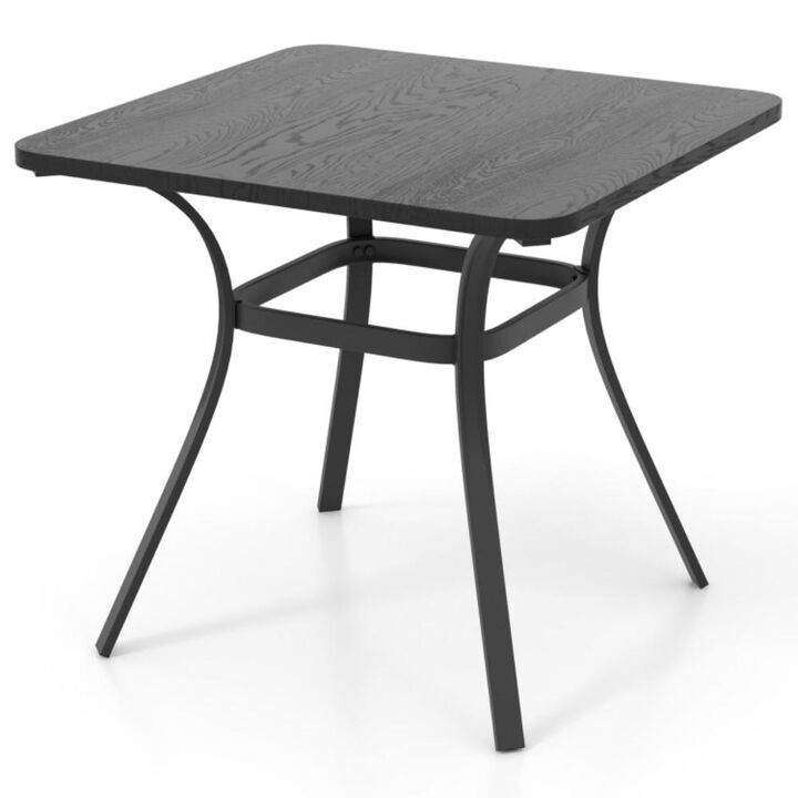 Hivvago 32 Inch Patio Dining Table Metal Square Table for Dining with 4 Curved Legs