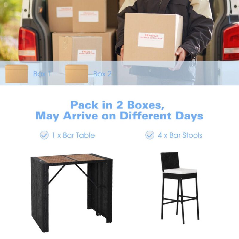 Hivvago 5 Pieces Patio Acacia Wood Dining Set