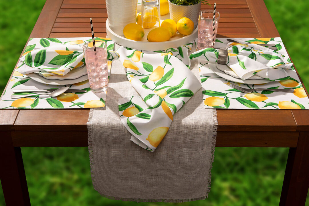 Set of 6 White Yellow and Green Rectangular Placemat 19"