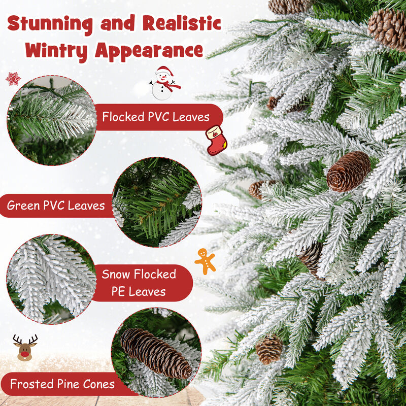 Pre-Lit Artificial Christmas Tree with Tips and LED Lights