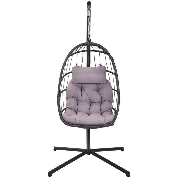 Outdoor Patio Wicker Hanging Chair Swing Chair Patio Egg Chair UV Resistant Cushion