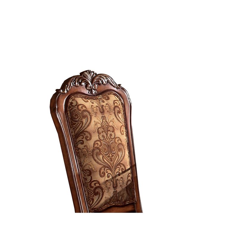 Wooden Side Chair with Claw Legs and Leatherette Seat, Brown, Set of Two-Benzara