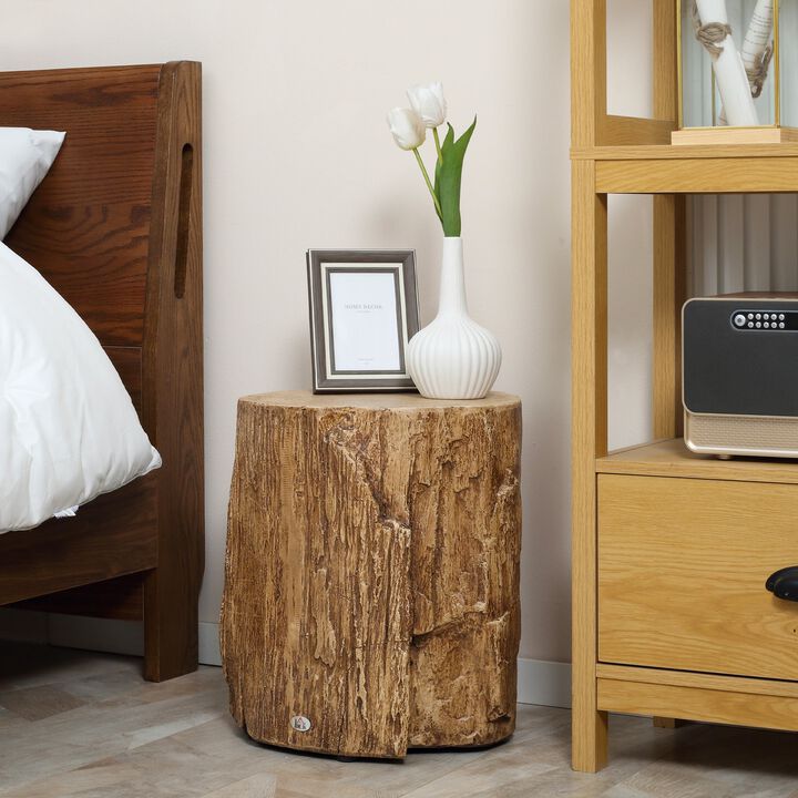 Natural Accent Table: Tree Stump Stool with Wood Grain Finish