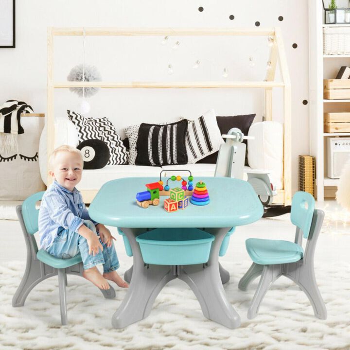 Hivvago In/Outdoor 3-Piece Plastic Children Play Table & Chair Set