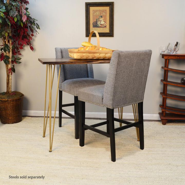 Carolina Living Seti Live Edge Bar Table - Elm Top - Gold Base