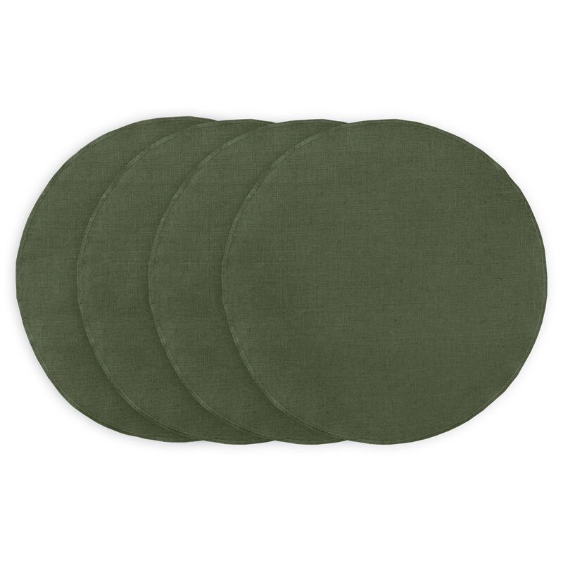 Solino Home 100% Pure Linen Round Table Placemats 14 x 19 Inch Set of 4 | Vesta