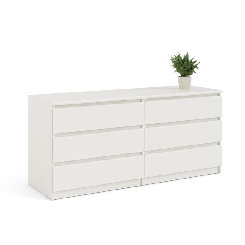Tvilum Scottsdale 6 Drawer Double Dresser, White Wood Grain
