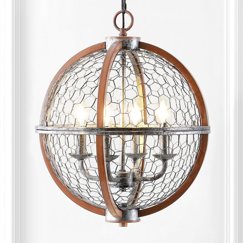 Gaines 4-Light Adjustable Iron Rustic Industrial LED Pendant