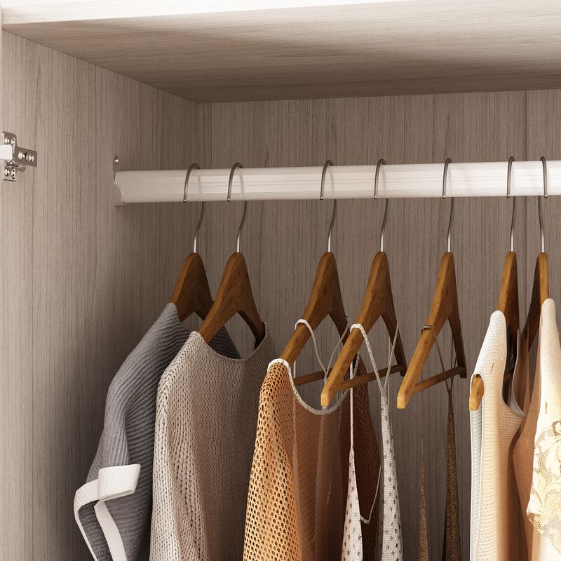 FUFU&GAGA Wardrobe Closet with Hanging Rod and Storage Drawers for Bedroom (31.5" W x 19.9" D x 70.9" H) Brown