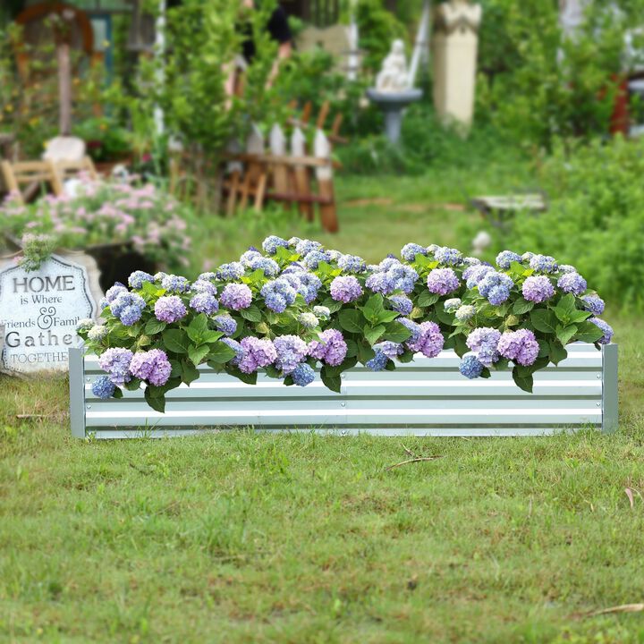 LuxenHome 72in Galvanized Rectangular Raised Garden Bed