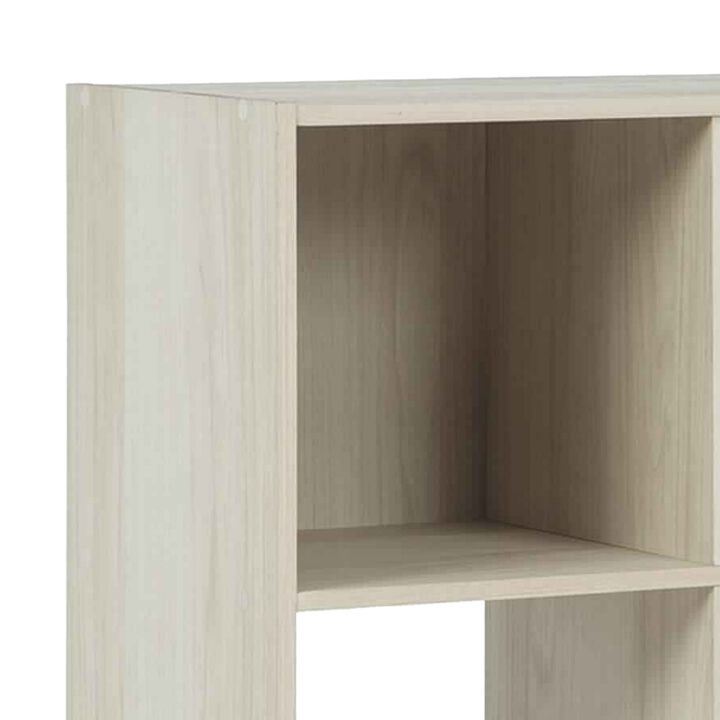 9 Cube Wooden Organizer with Grain Details, Natural Brown-Benzara