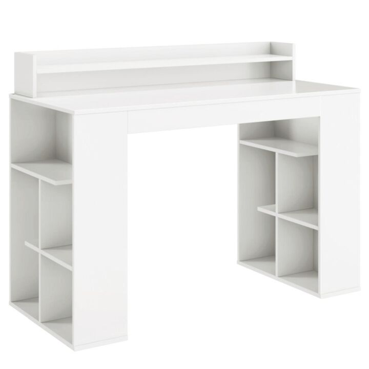 Hivvago Office Computer Desk with Dual 3 Tier Bookshelf and Monitor Shelf