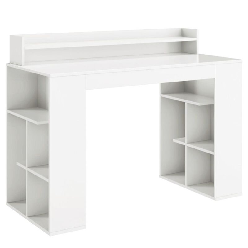 Hivvago Office Computer Desk with Dual 3 Tier Bookshelf and Monitor Shelf