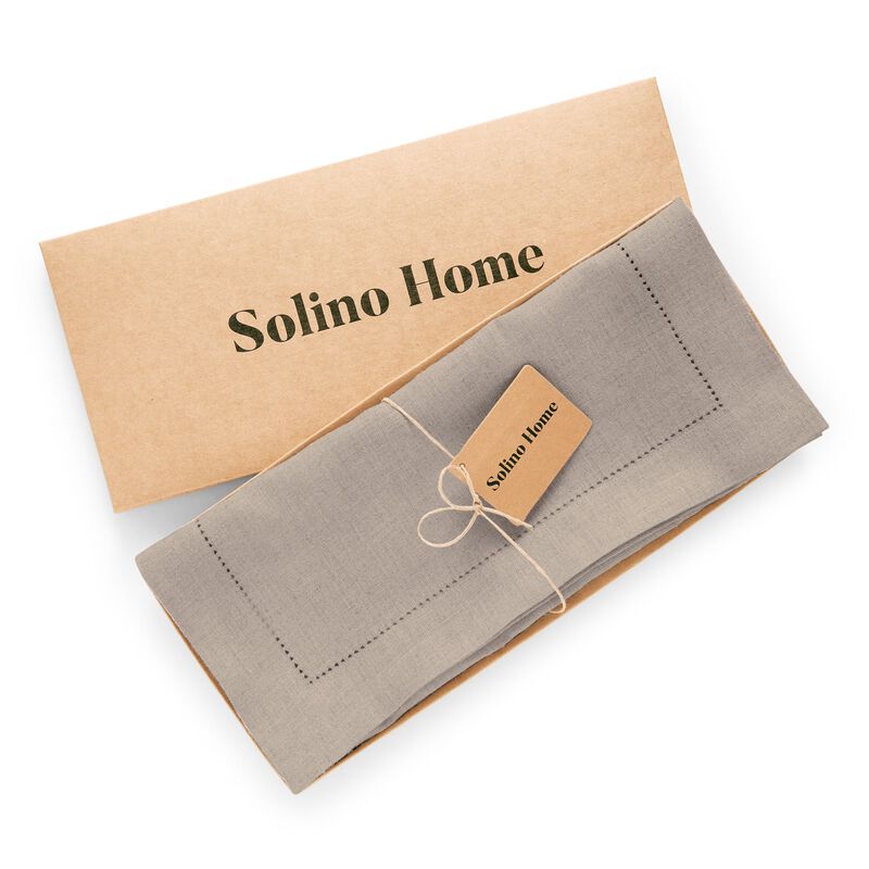 Solino Home 100% Pure Linen Table Runner | Medium Weight Hemstitch