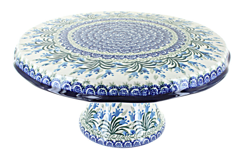 Blue Rose Polish Pottery Mardi Gras Cake Plate