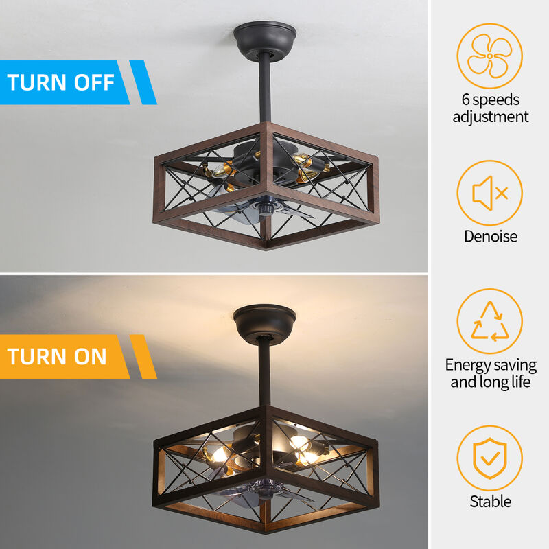 1 8" Caged Ceiling Fan With Lights Remote Control 0001