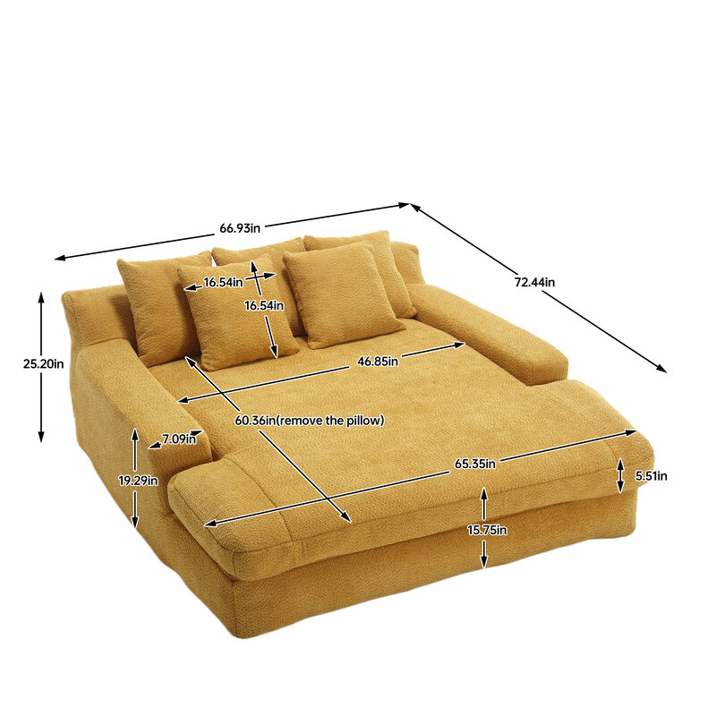 Merax Chenille 2-seater Lazy Sofa With 5 Back Pillows