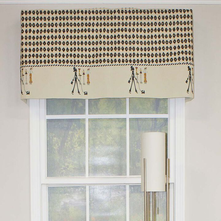 RLF Home Shopaholic Window Treatment Banded Valance 3" Rod Pocket 50" x 16" Ivory