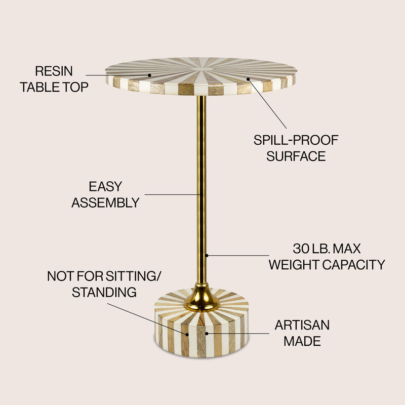 Calix Contemporary Minimalist Metal/Resin Round End Table