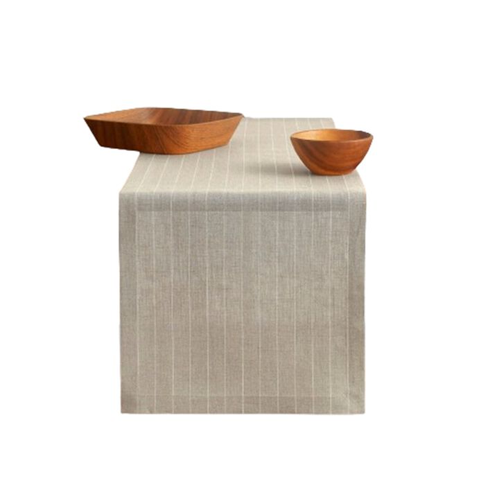 Solino Home 100% Pure Linen Table Runner | Pinstripe