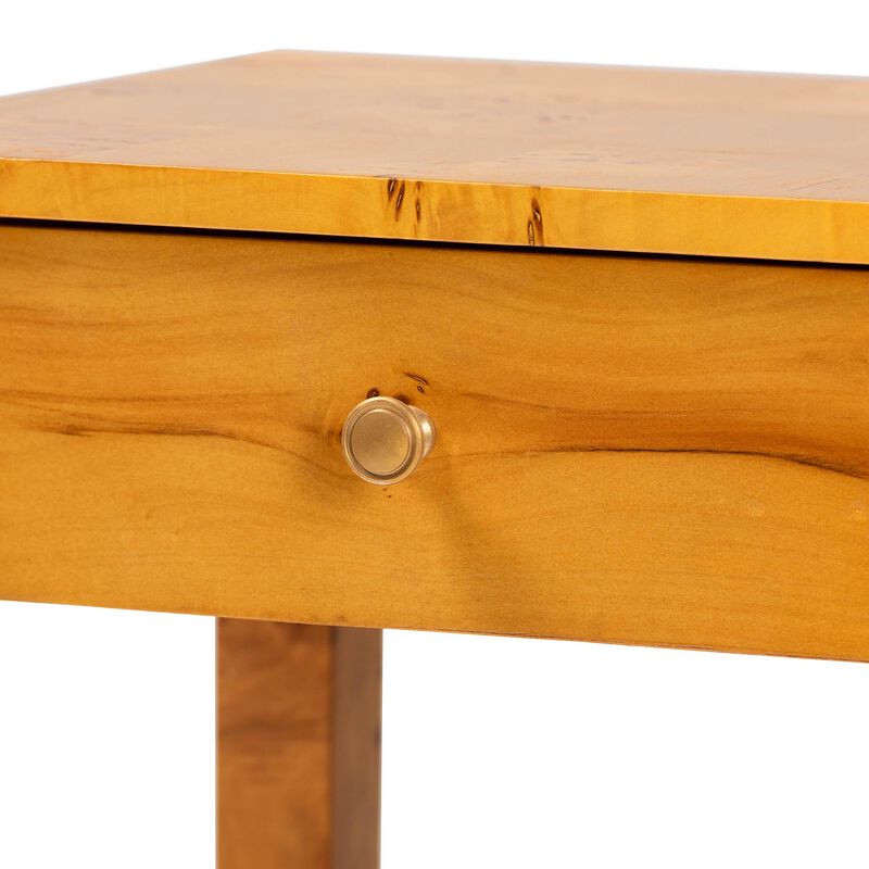 bali & pari Azmi Modern and Contemporary Natural Light Mappa Burl Wood 2 Drawer Nightstand
