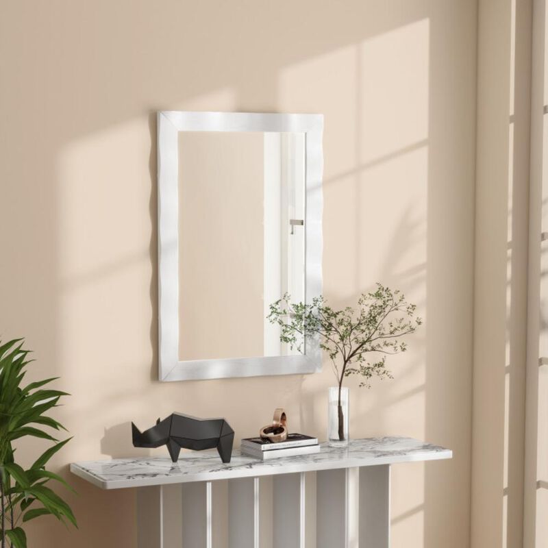 Hivvago 41.5 x 28 inches Farmhouse Wall Mirror with Solid Wood Frame