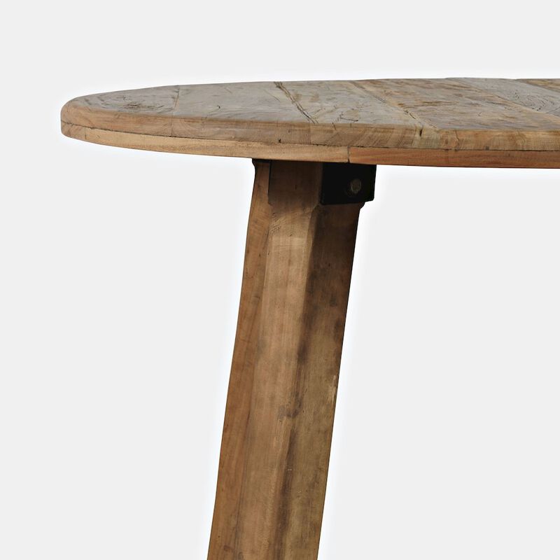 Jofran Reclamation Five Piece Round Rustic Reclaimed Solid Wood Round Dining Set
