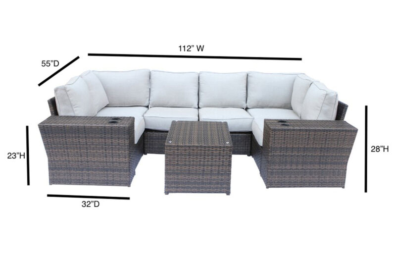 Living Source International 9-Piece Sectional Set with Cup Table in Espresso
