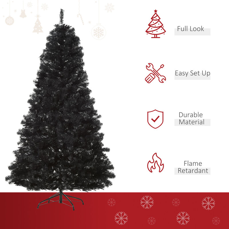 7ft Fake Xmas Holiday Halloween Tree Decor with Foldable Base Set, Black