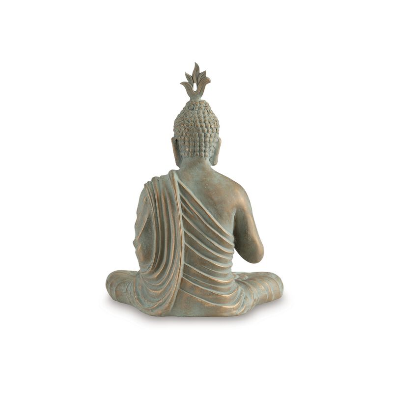 Indoor Sculpture of Meditating Buddha, 24 Inch, Washed Gray Finish - Benzara