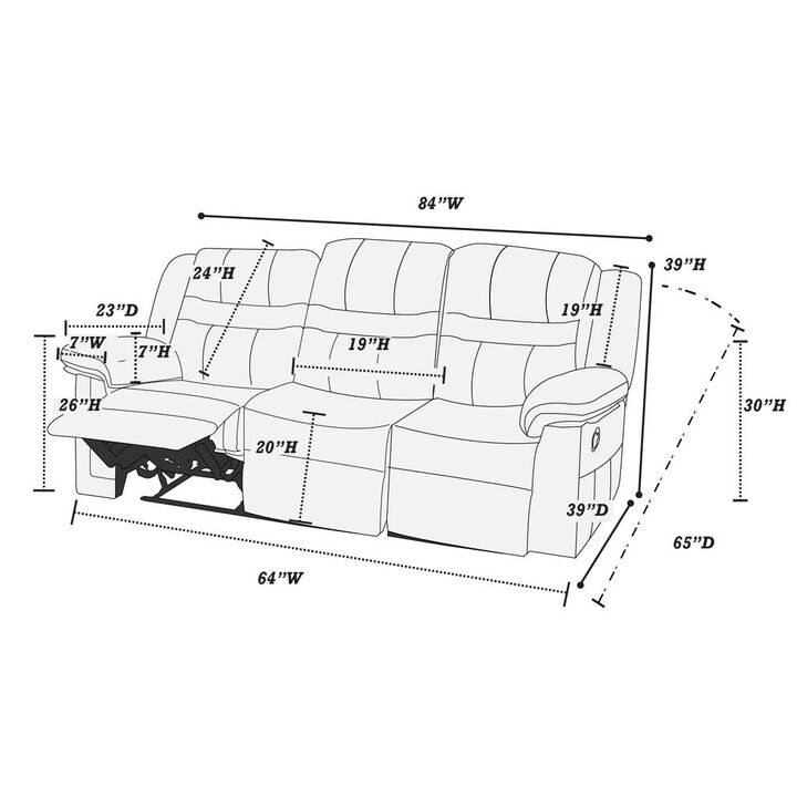 Poundex Power Motion Sofa-Slate Blue