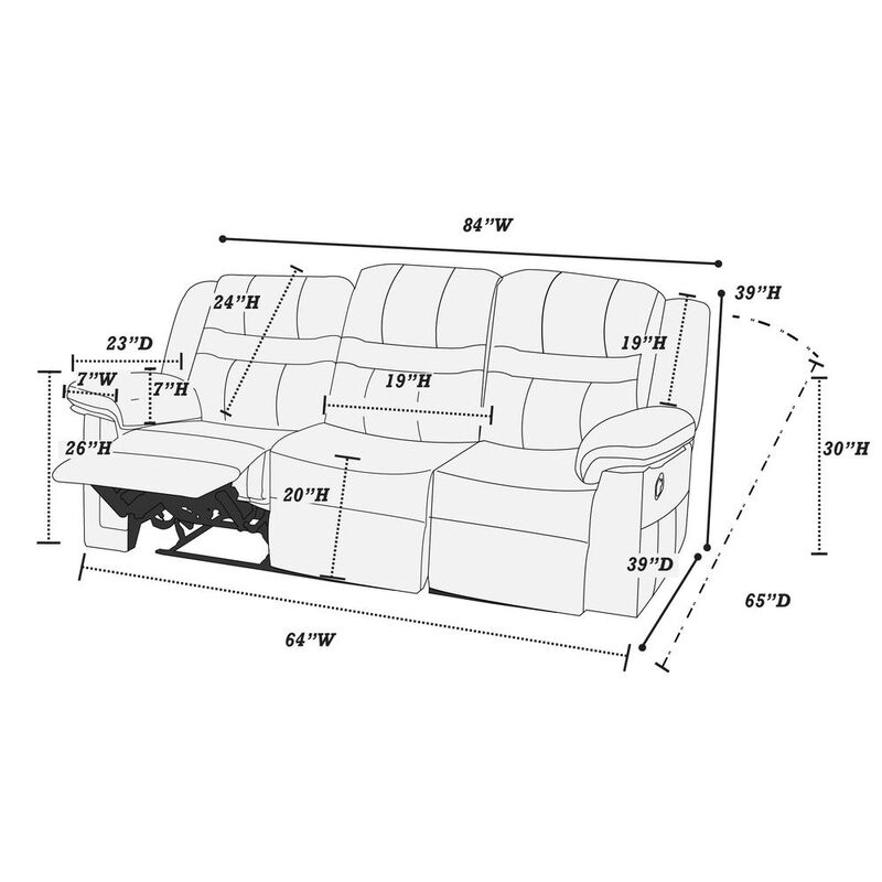 Poundex Power Motion Sofa-Slate Blue