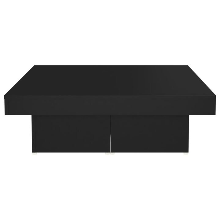 vidaXL Coffee Table Black 35.4"x35.4"x11" Chipboard