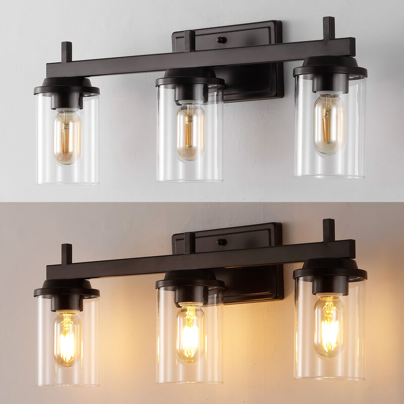 Liam 23.25" 3-Light Farmhouse Industrial Vanity Light with Bathroom Hardware Accessory 5-Piece Set